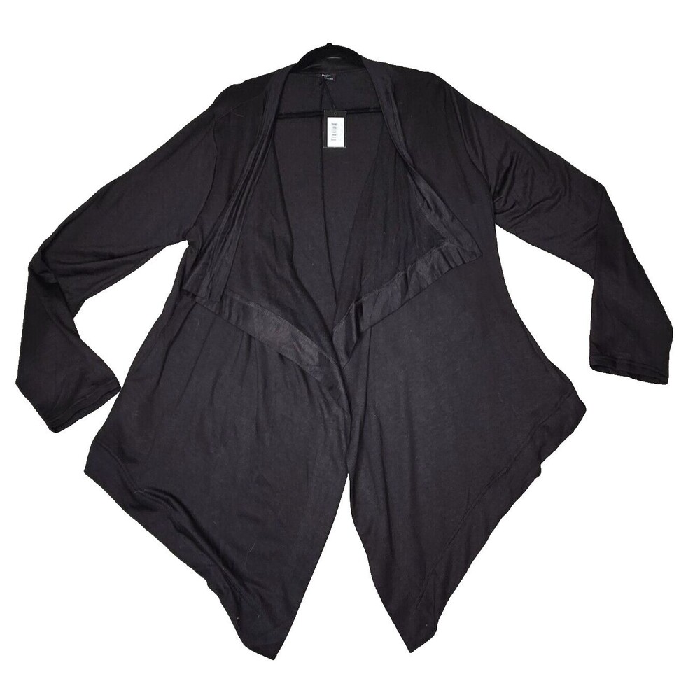 NWT Agiato Cardigan Women's XXL Shawl Long Sleeve Wrap Black Cover Up Rayon